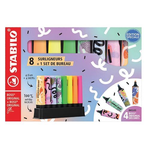 Evidenziatori Stabilo Boss Original – Set 8 Colori New Fluo - Quiscuola