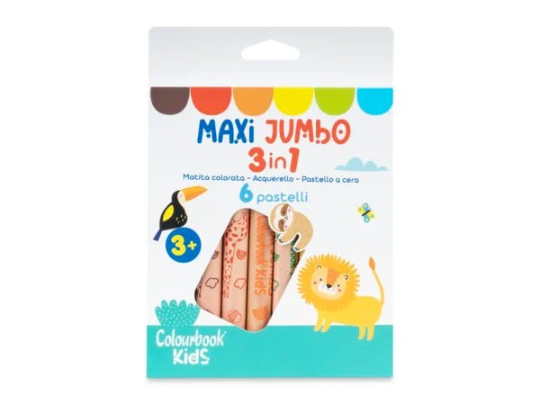 Set 6 Matite Colorate Maxi Jumbo 3 in 1 - Quiscuola