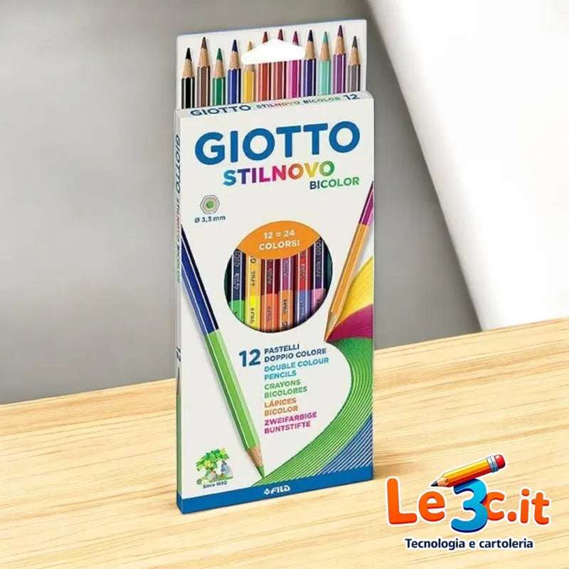 Giotto Pastelli Stilnovo Bicolor – 12 Pezzi, 24 Colori in un Unico Set - Quiscuola