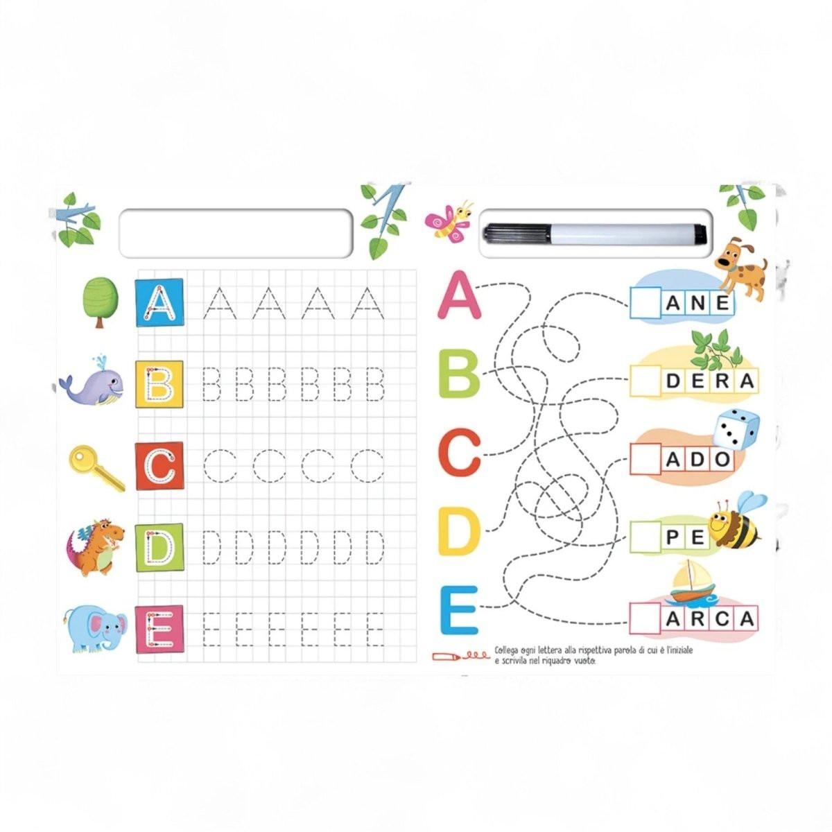 Libro lavagna Imparo le lettere e le parole Roberta Fanti con pennarello cancellabile - Quiscuola.it – Zaini, Astucci e Diari Scuola