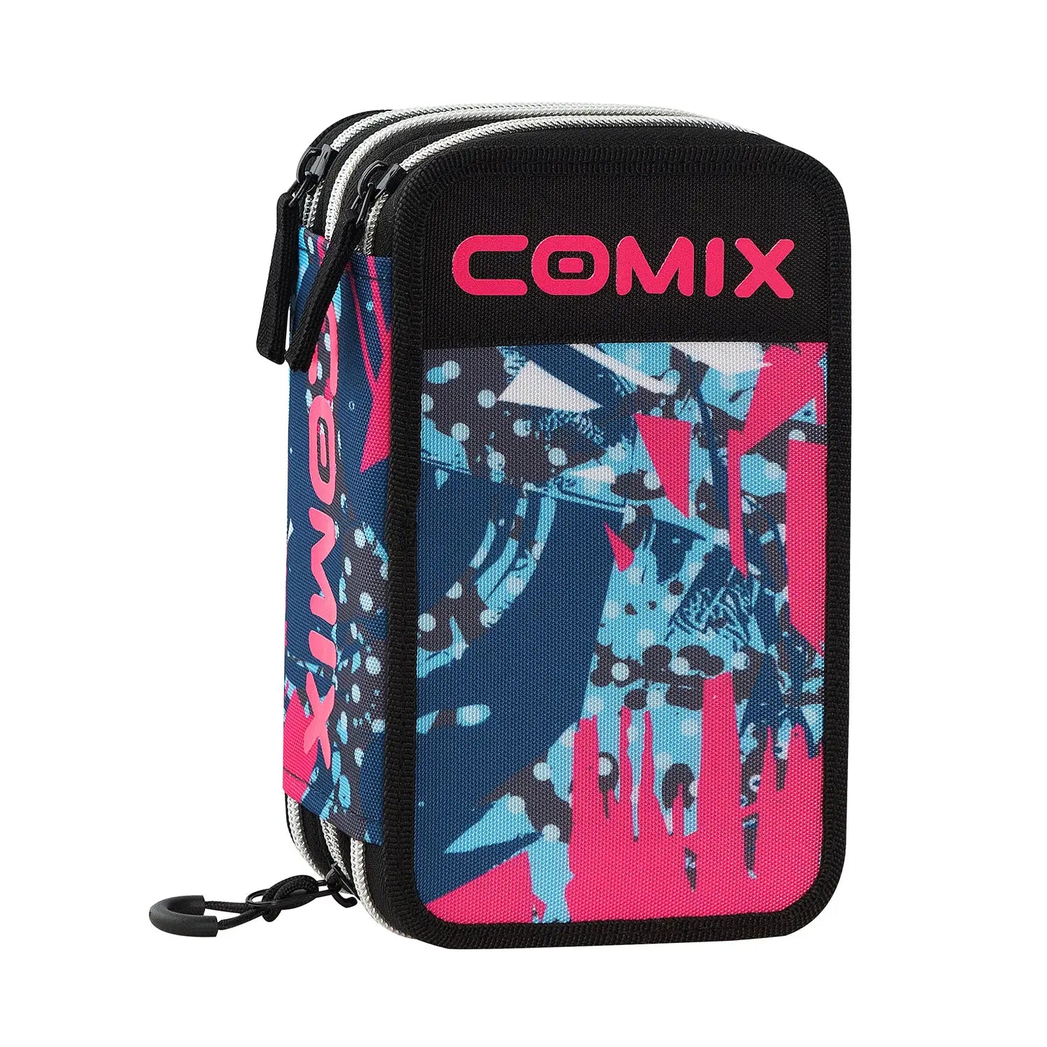 Astuccio scuola Comix 3 zip Mix Pink completo.