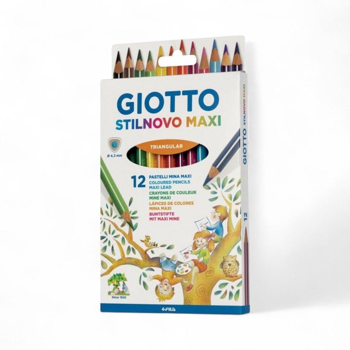 Pastelli Giotto Stilnovo Maxi – Confezione 12 Colori.