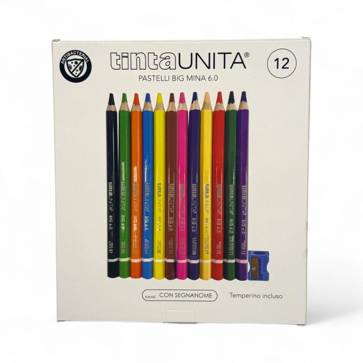 Pastelli Tinta Unita Jumbo 12 Pezzi con Mina da 6 mm.