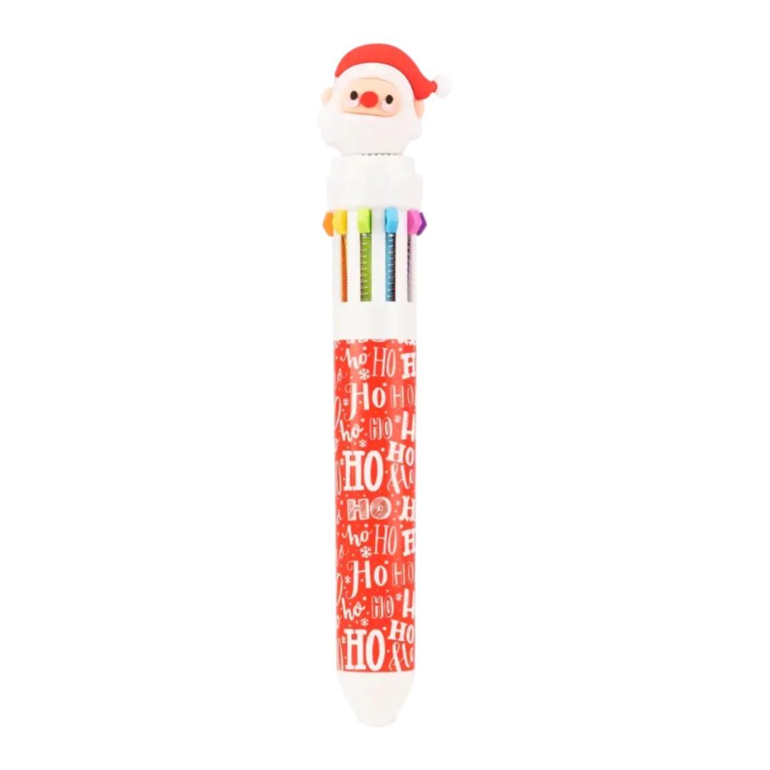 Penna a Sfera Natalizia 10 Colori – Colourbook con Topper Festivo.
