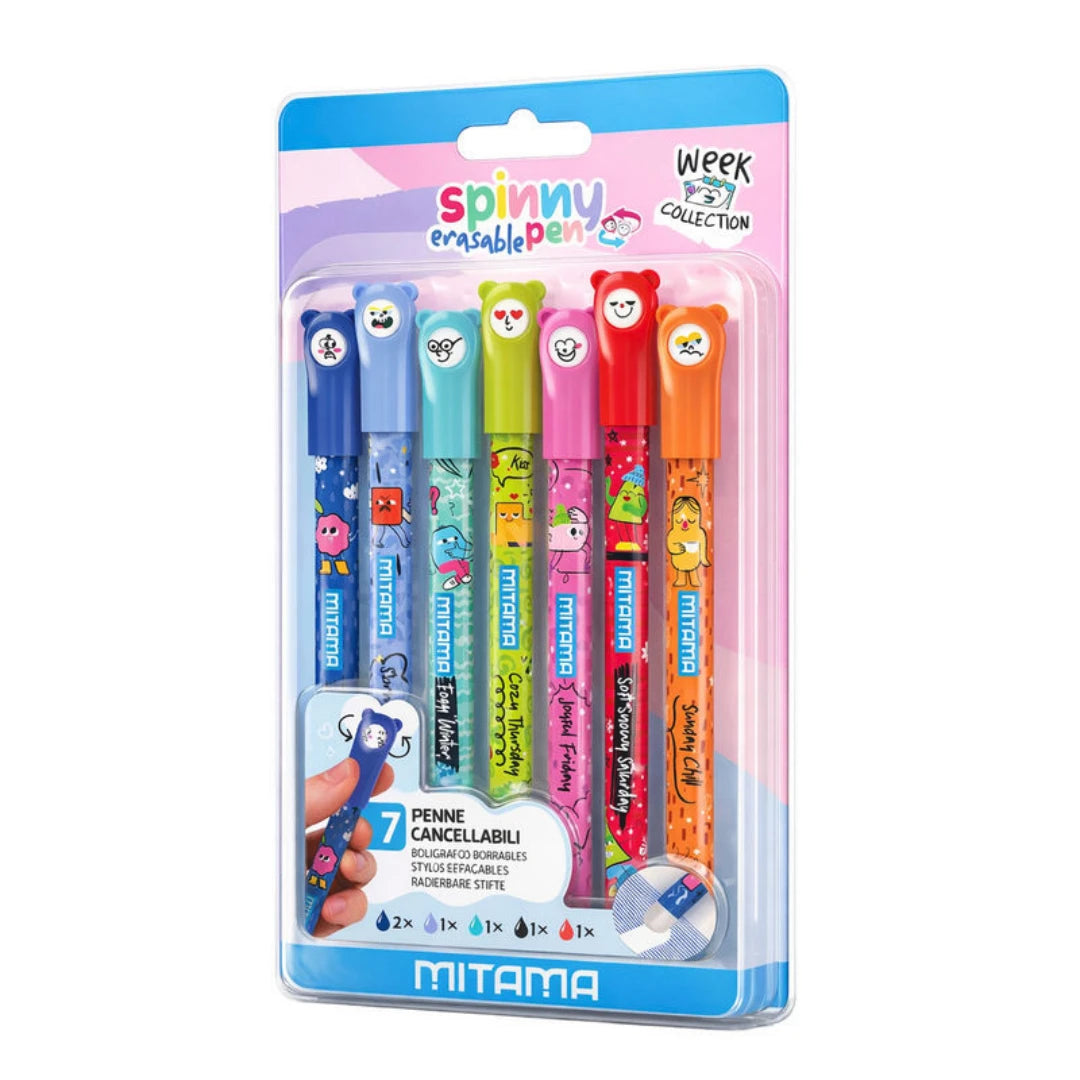 Penna cancellabile Spinny Pen Week 0.7 confezione 7 pezzi colori assortiti