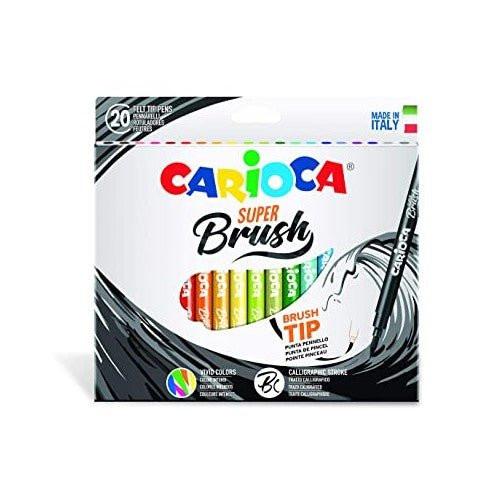 Set Pennarelli Carioca Super Brush 20 Colori – Punta Flessibile.