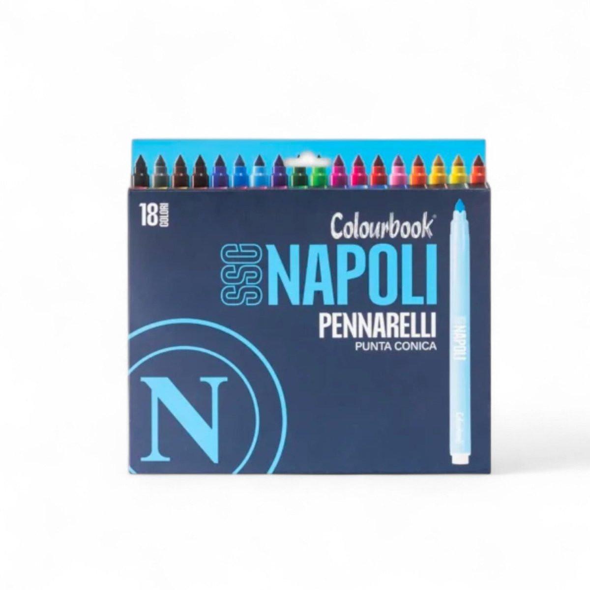 Pennarelli SSC Napoli 18 Colori a Punta Conica.