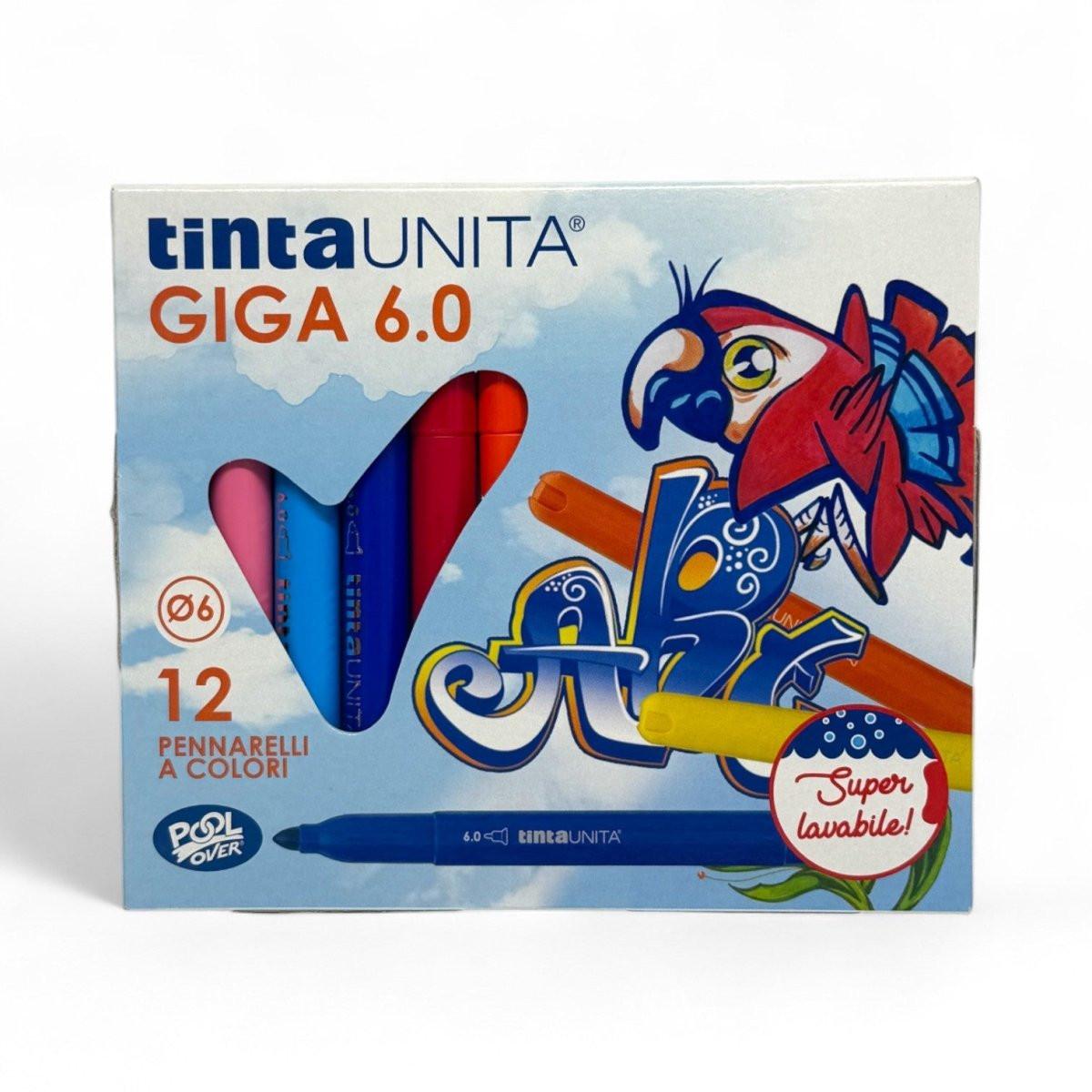 Pennarelli Tinta Unita Giga 12 Colori Super Lavabili Punta 6 mm.
