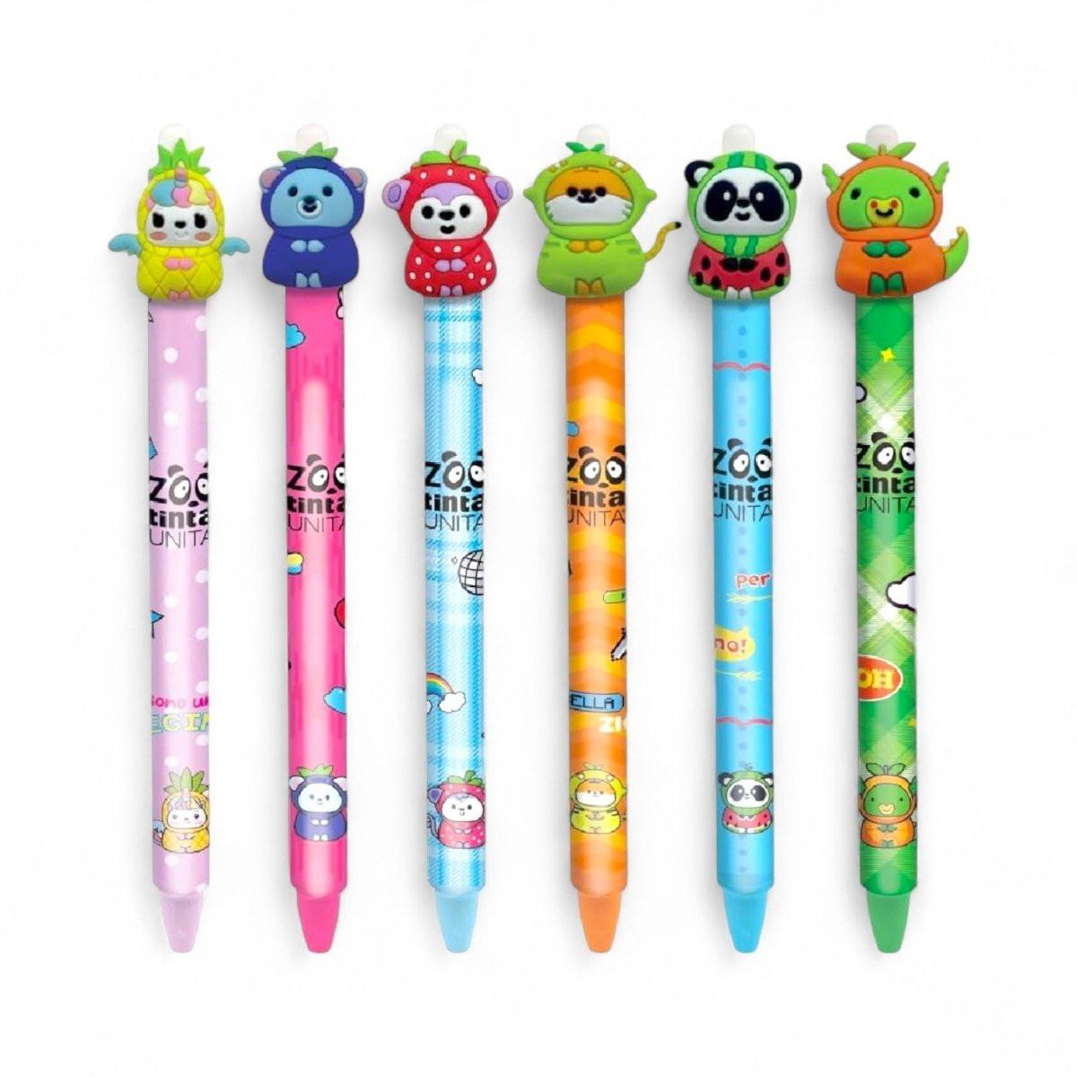 Penne Cancellabili Clik Clak Tinta Unita Zoo – Inchiostro Gel Blu.