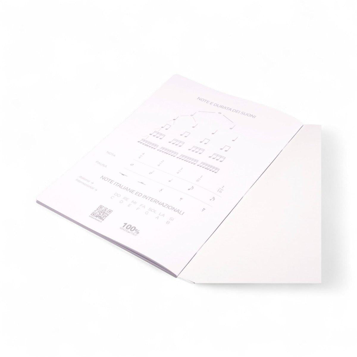 Quaderno Musica A4 16 Fogli 12 Pentagrammi Copertina Rigida in carta.