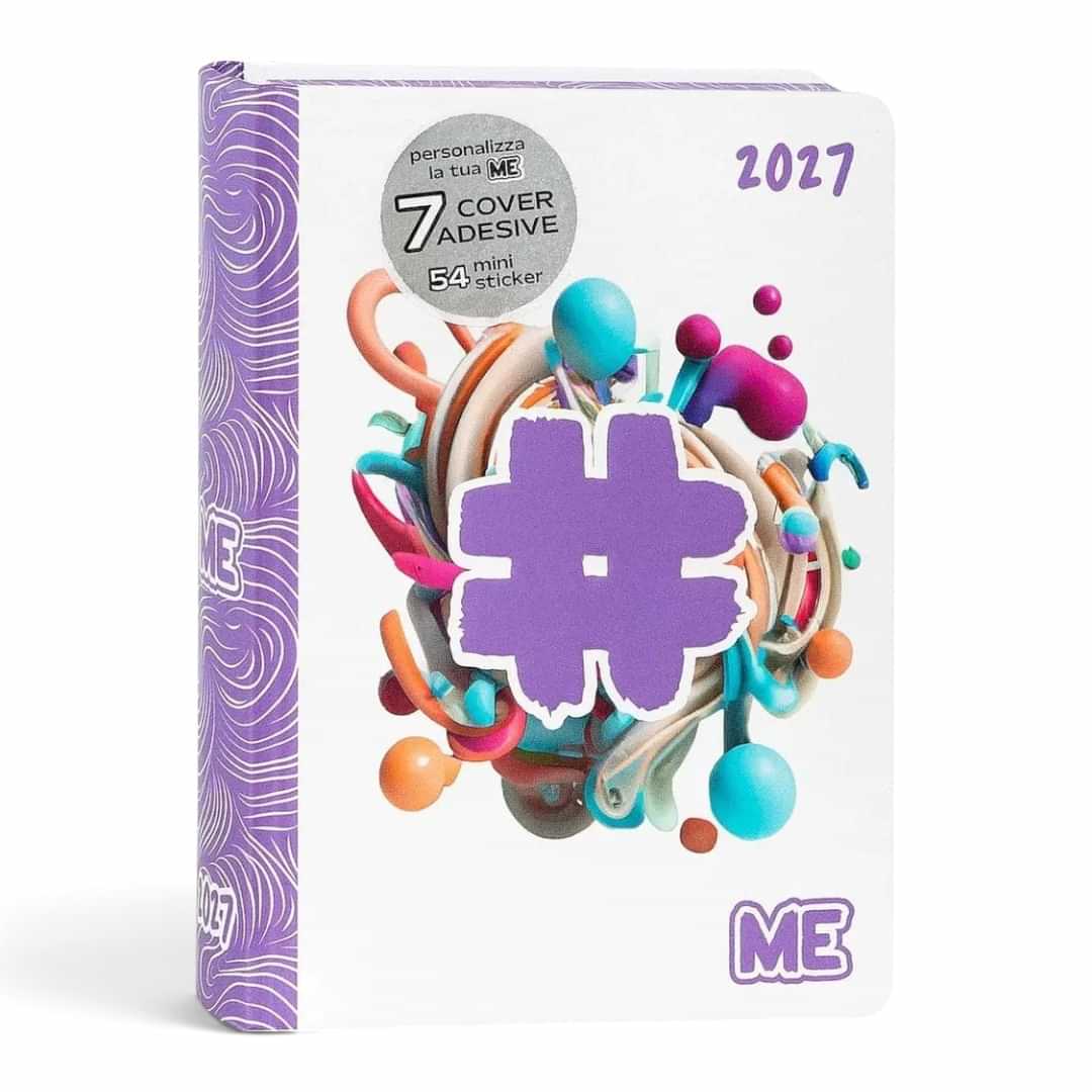 Quiscuola.it – Zaini, Astucci e Diari Scuola 16-month daily planner for 2026-2027 with purple hashtag cover design