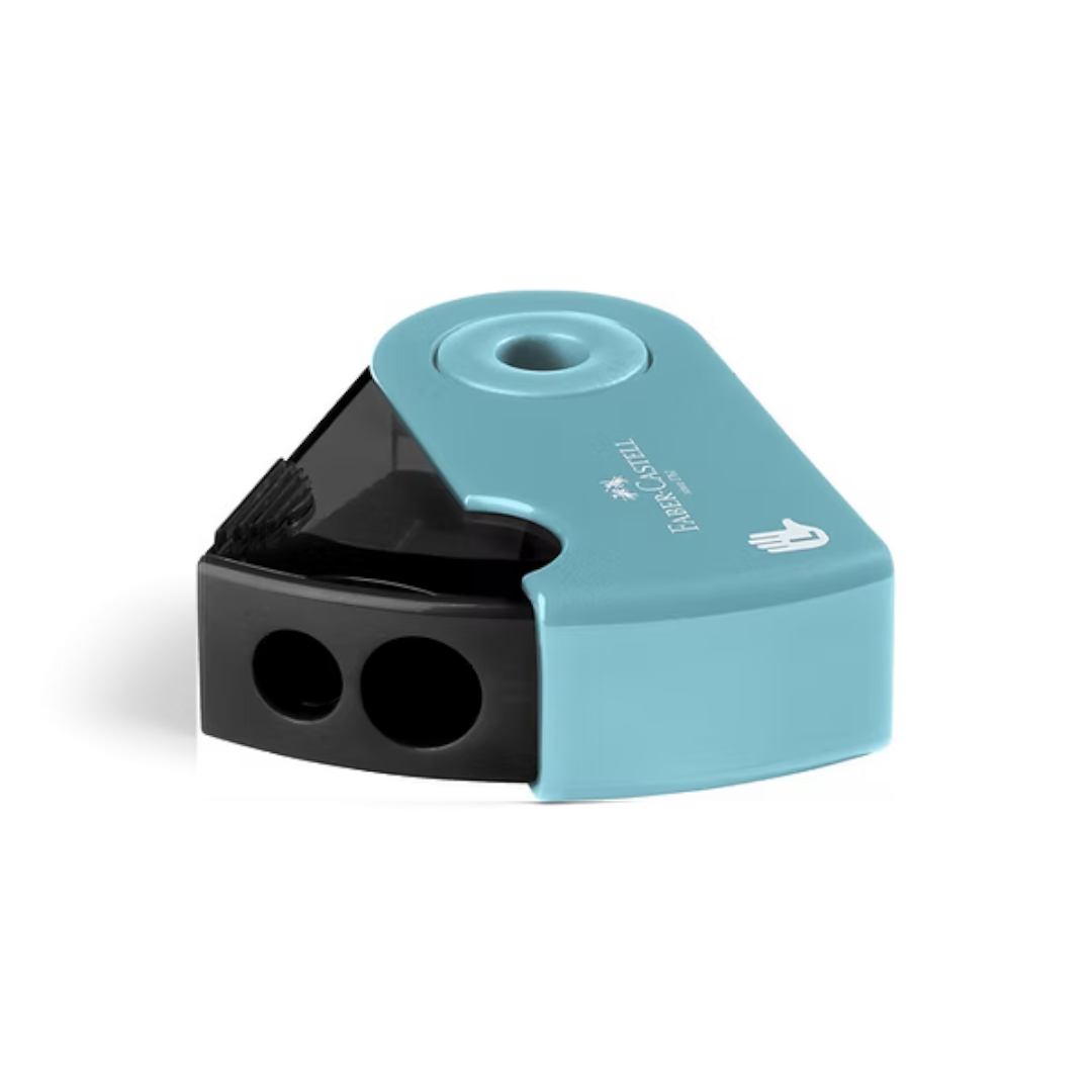 Quiscuola.it – Zaini, Astucci e Diari Scuola Faber-Castell turquoise double pencil sharpener for left-handed users
