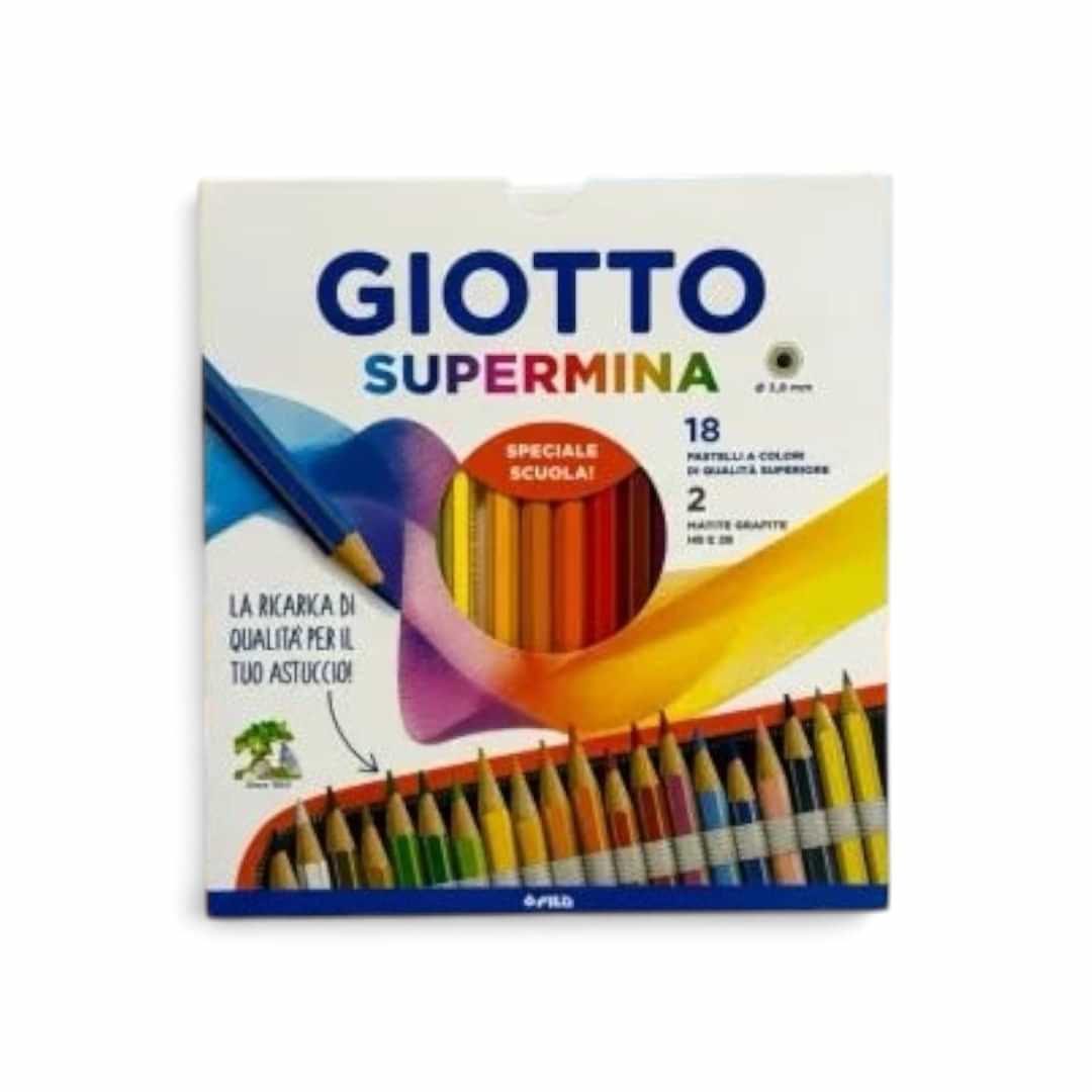 Quiscuola.it – Zaini, Astucci e Diari Scuola Giotto Supermina 18 colored pencils set with XXL 3.8mm lead