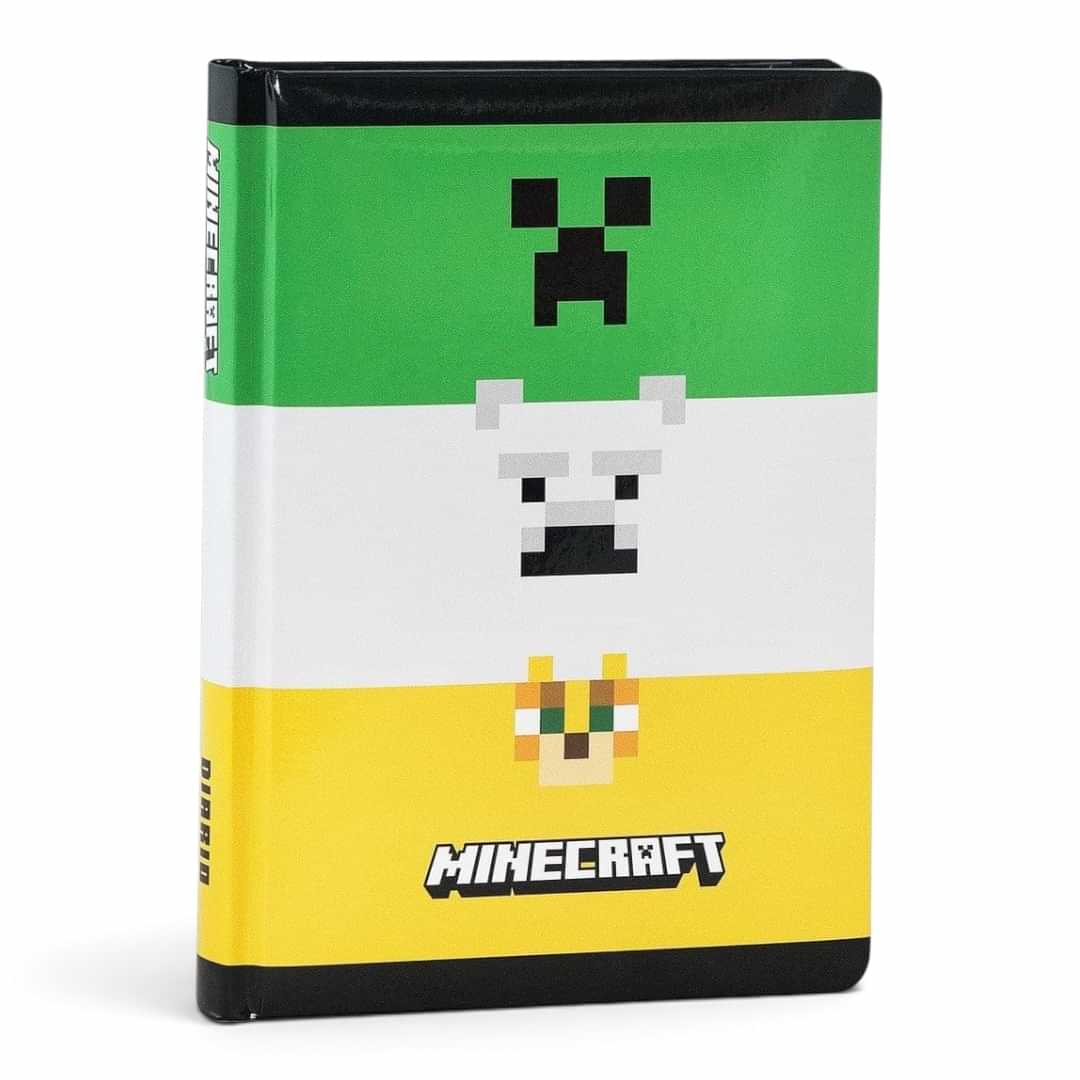 Quiscuola.it – Zaini, Astucci e Diari Scuola Minecraft undated 12-month school diary with green, white, and yellow cover