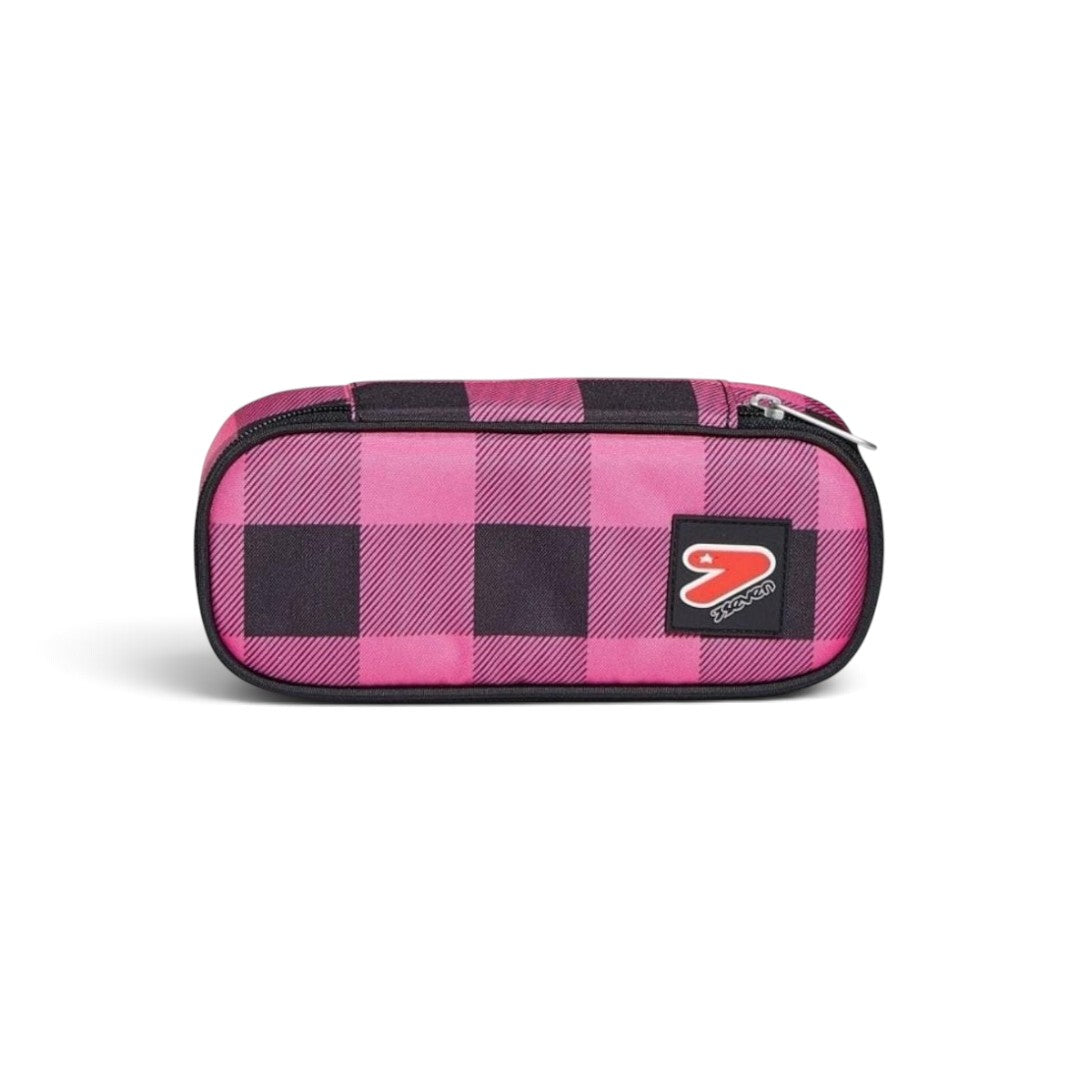Quiscuola.it – Zaini, Astucci e Diari Scuola SEVEN College Girl Round Plus oval pencil case in pink and black plaid