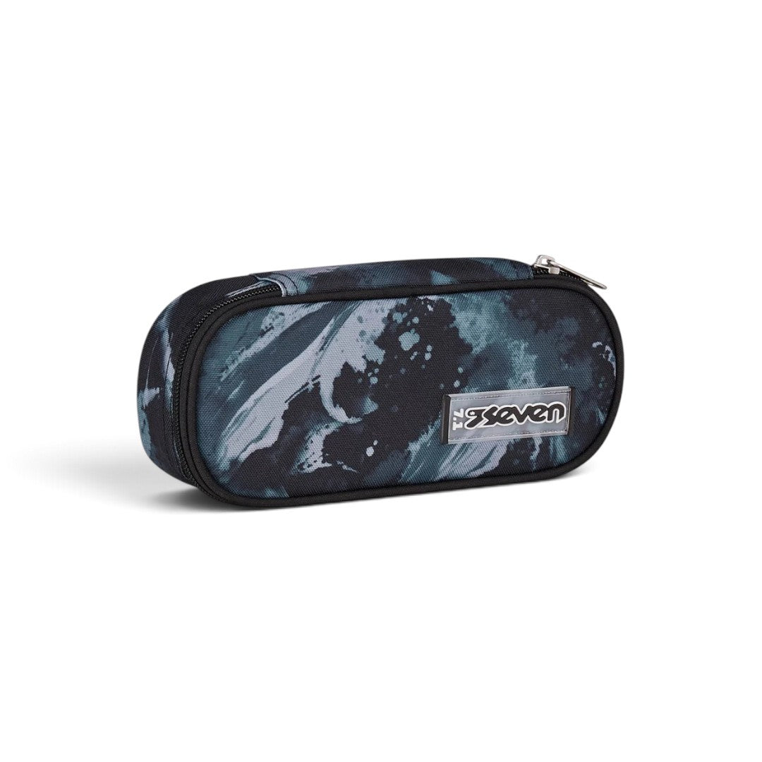 Quiscuola.it – Zaini, Astucci e Diari Scuola SEVEN Round Plus Freethink pencil case with blue and black abstract print