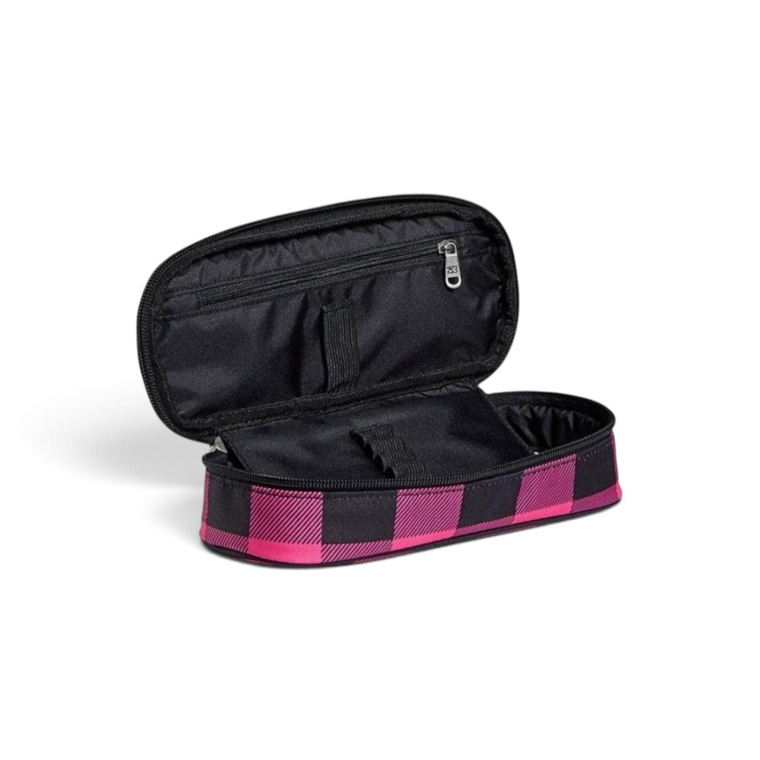 Quiscuola.it – Zaini, Astucci e Diari Scuola SEVEN College Girl oval pencil case with pink and black plaid pattern