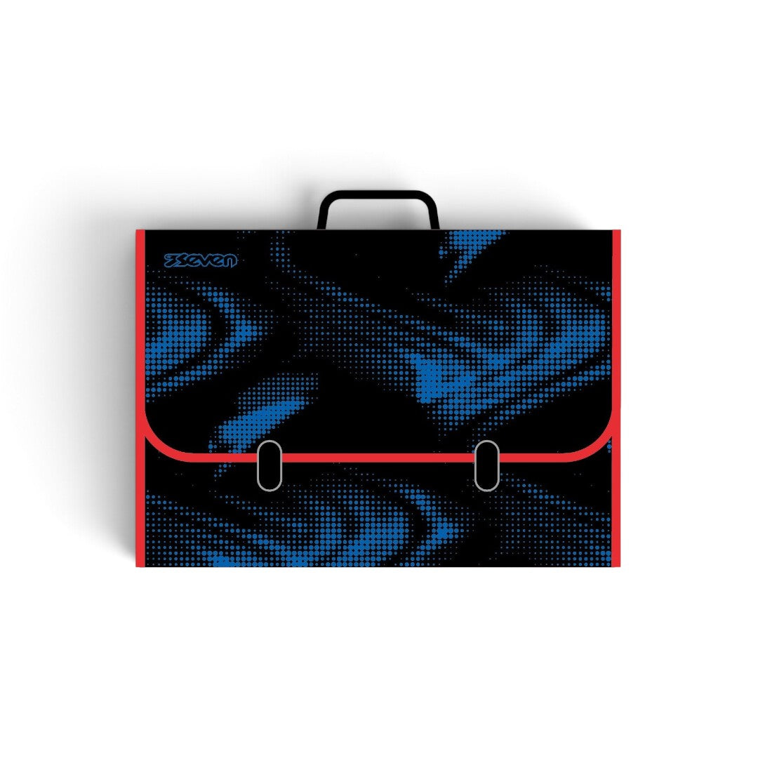 Quiscuola.it – Zaini, Astucci e Diari Scuola Seven polionda briefcase in black with blue halftone pattern and red trim