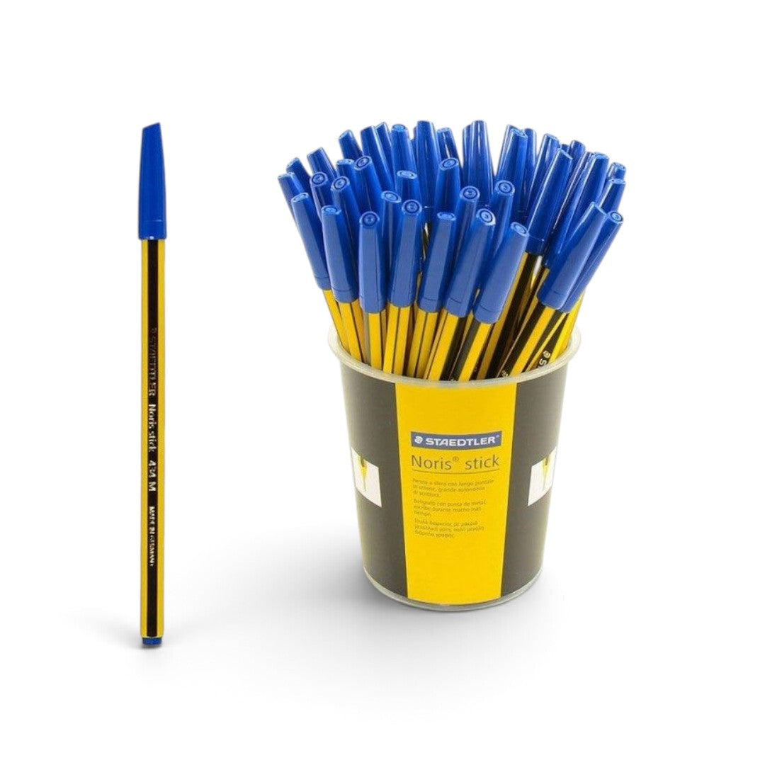 Quiscuola.it – Zaini, Astucci e Diari Scuola blue Staedtler Noris Stick 434M ballpoint pen with yellow barrel