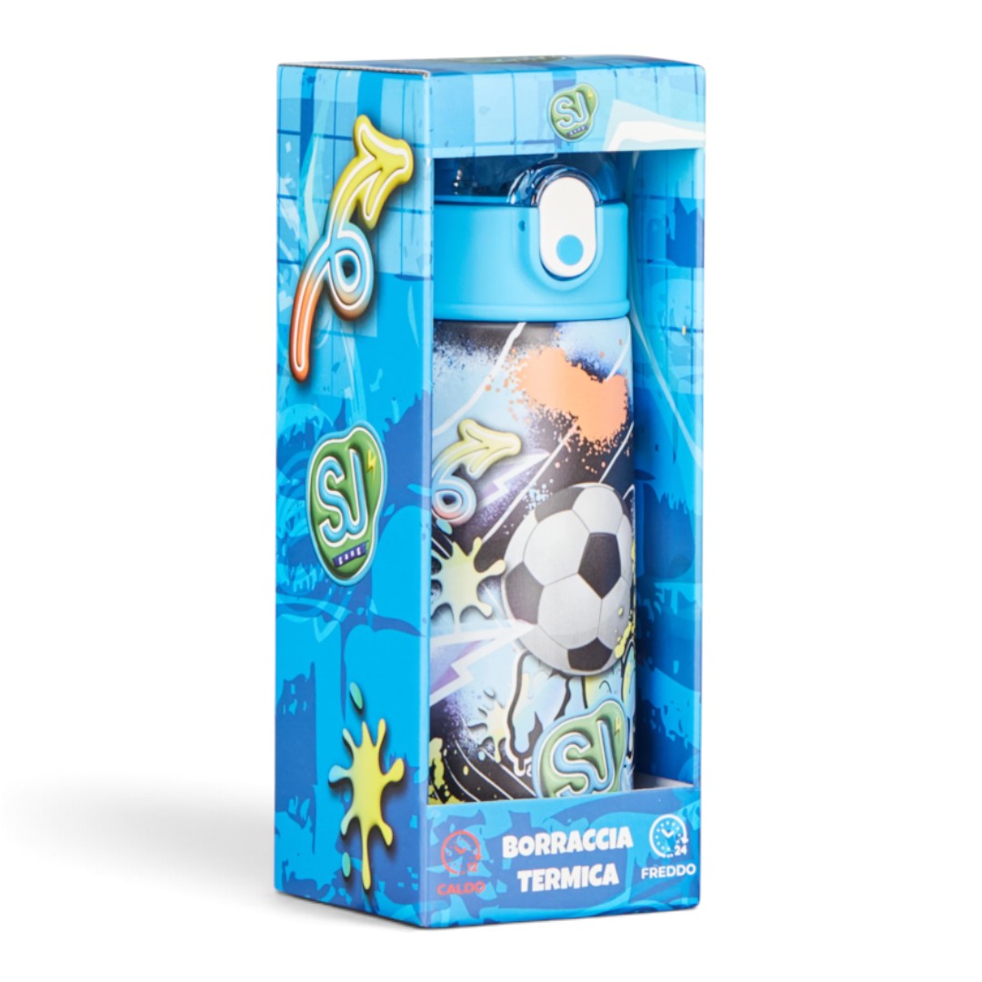 Quiscuola.it – Zaini, Astucci e Diari Scuola thermal water bottle with soccer ball Glow Game design in packaging
