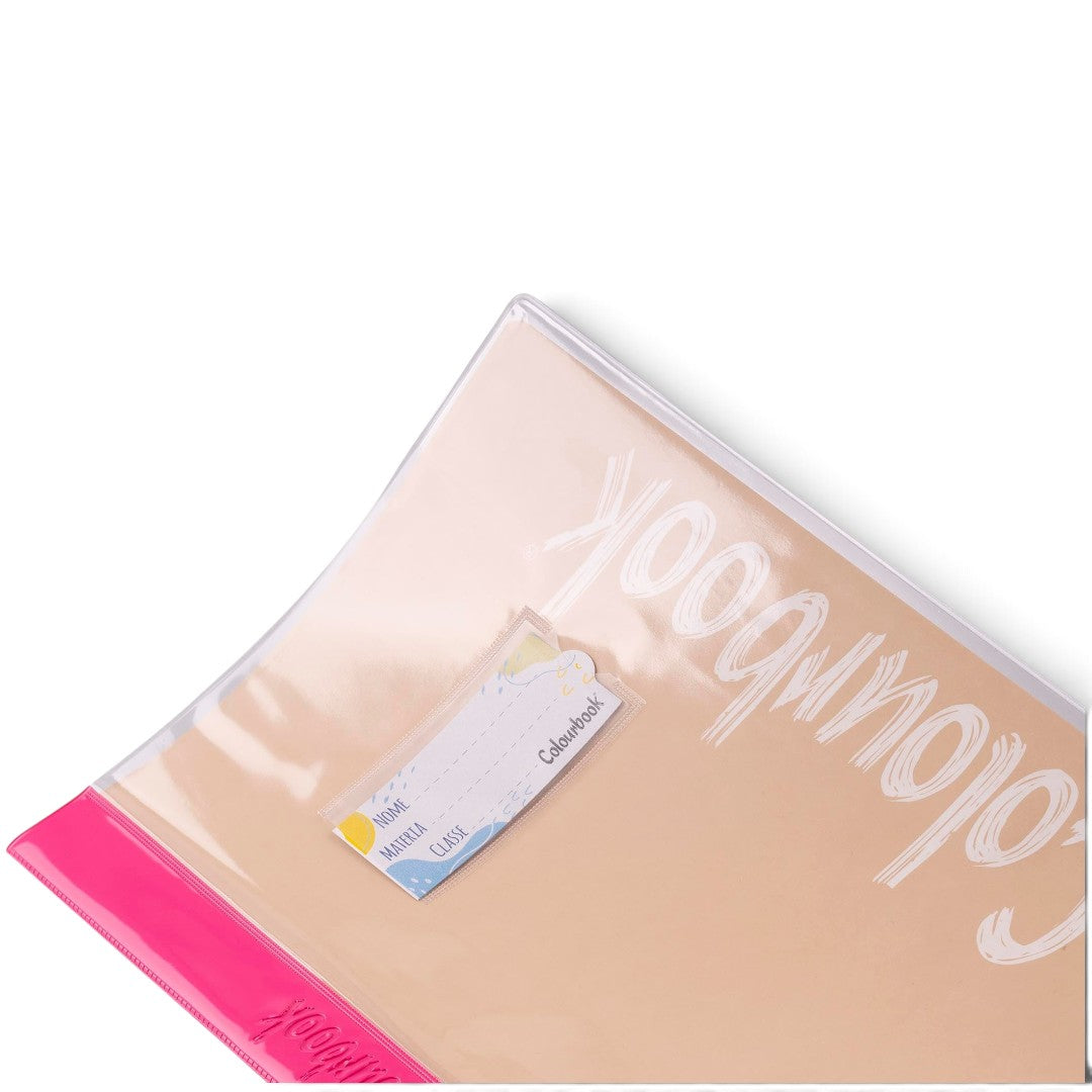 Quiscuola.it – Zaini, Astucci e Diari Scuola set of 5 transparent maxi notebook covers with colored spine and label