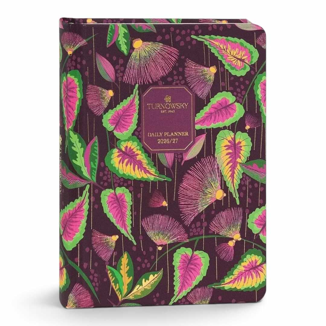Quiscuola.it – Zaini, Astucci e Diari Scuola Turnowsky 2026/27 mini daily planner with purple jungle leaf pattern