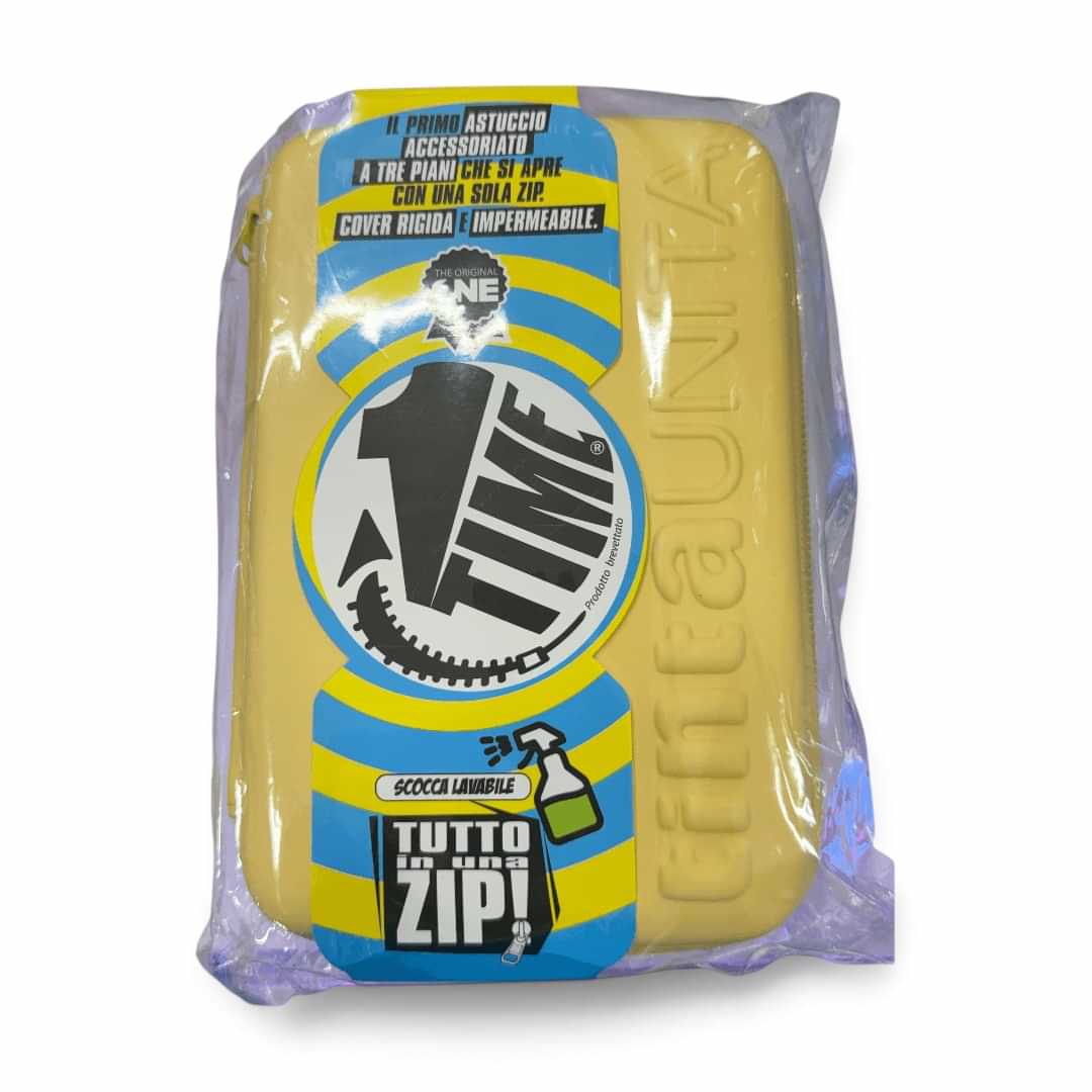 Quiscuola.it – Zaini, Astucci e Diari Scuola Tinta Unita One Time yellow 3-tier hard shell pencil case with zip