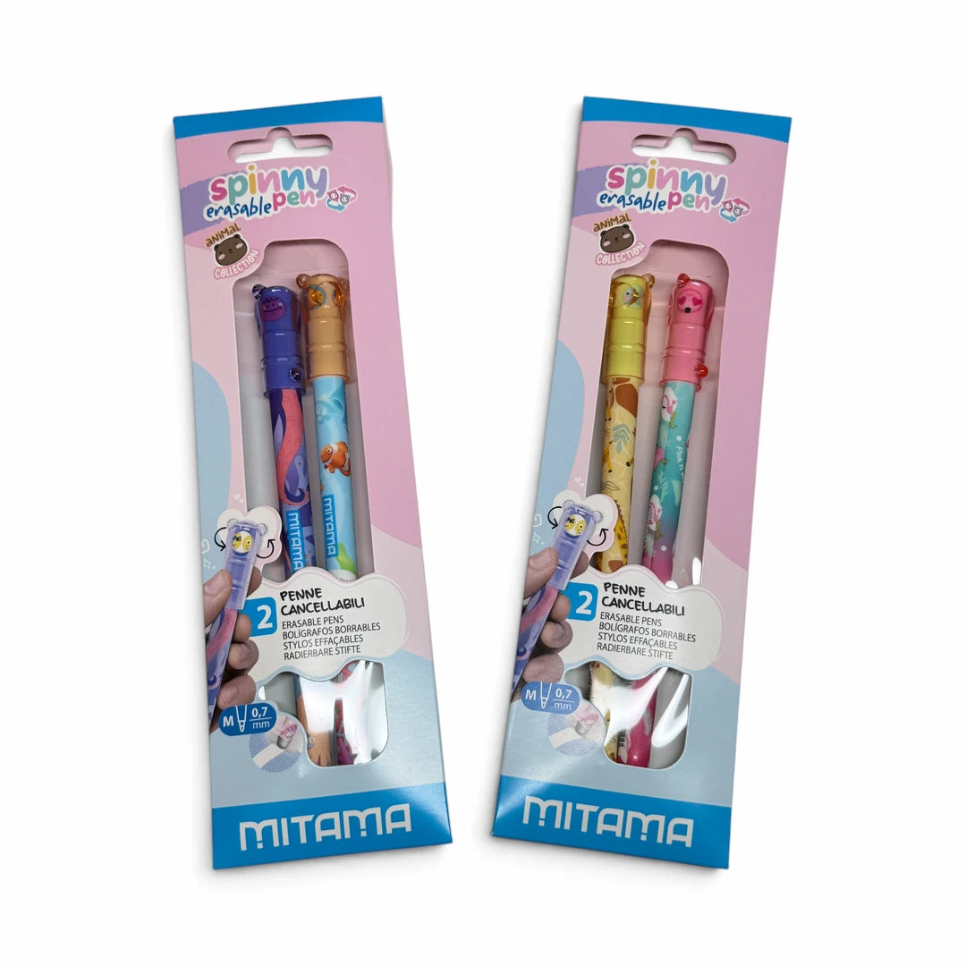 Mitama Set Due Penne Cancellabili Spinny Pen Punta 0,7 Animal Collection - foto 1