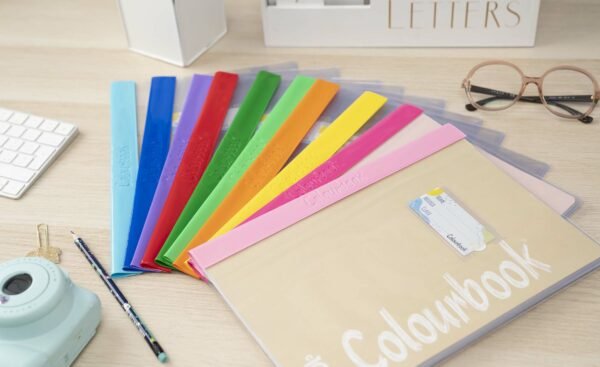 Set 5 Copriquaderni Maxi Trasparenti con Banda Colorata ed Etichetta - Quiscuola.it – Zaini, Astucci e Diari Scuola