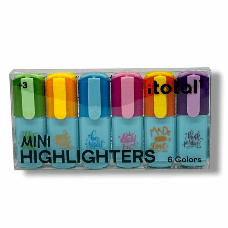 Set 6 Mini Evidenziatori I - Total Colori Brillanti e Formato Compatto - Quiscuola.it – Zaini, Astucci e Diari Scuola