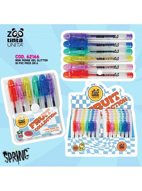 Set 6 Mini Penne Glitter TintaUnita Zoo con Astuccio Clip.