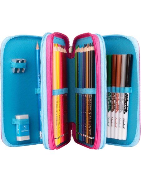 Astuccio 3 Zip Colourbook Napoli - Completo di 44 Accessori - Quiscuola