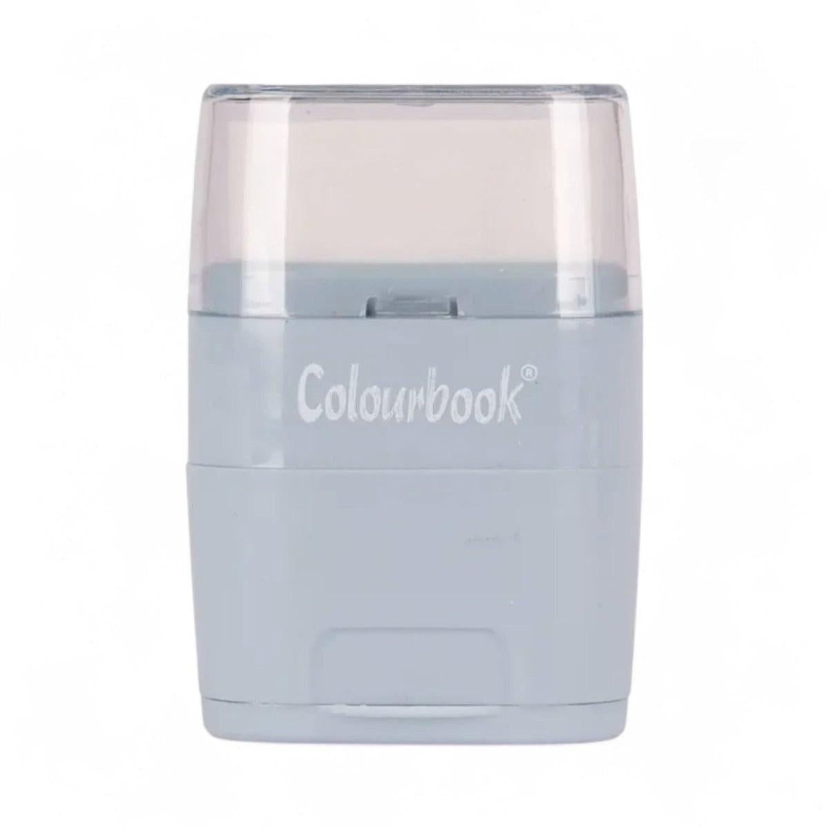 Temperamatite 2 Fori con Gomma e Serbatoio Colourbook – Grigio, Ottanio, Rosa.