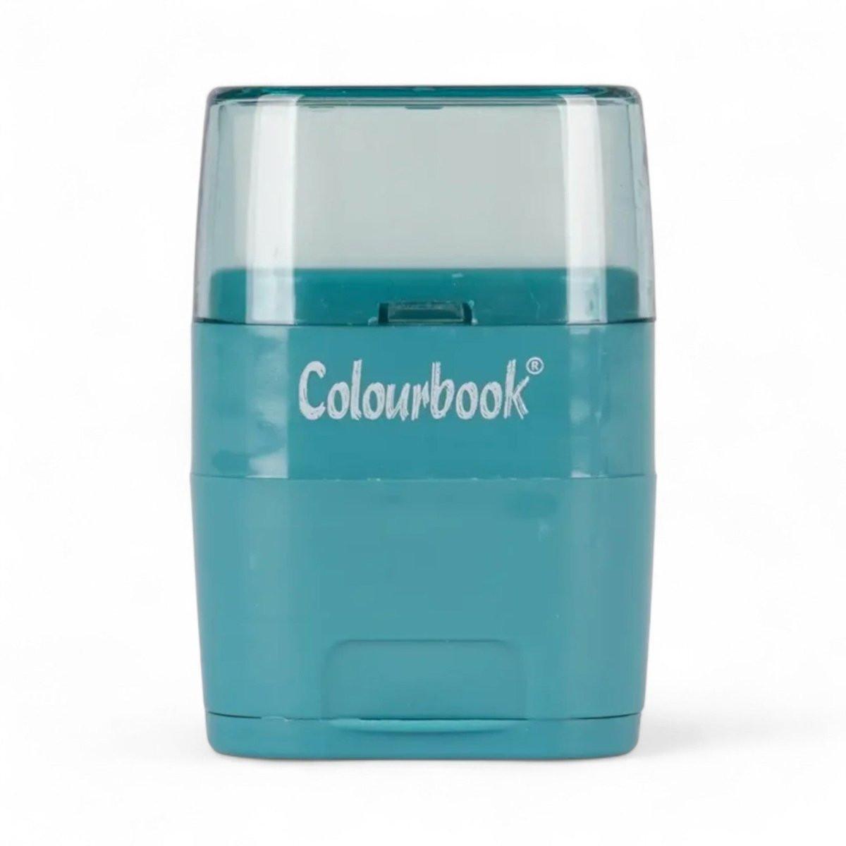 Temperamatite 2 Fori con Gomma e Serbatoio Colourbook – Grigio, Ottanio, Rosa.