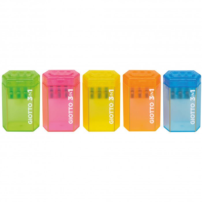 Temperino Contenitore Giotto 3 Fori (3 in 1) con Chiusura e Clip – Fila - Quiscuola