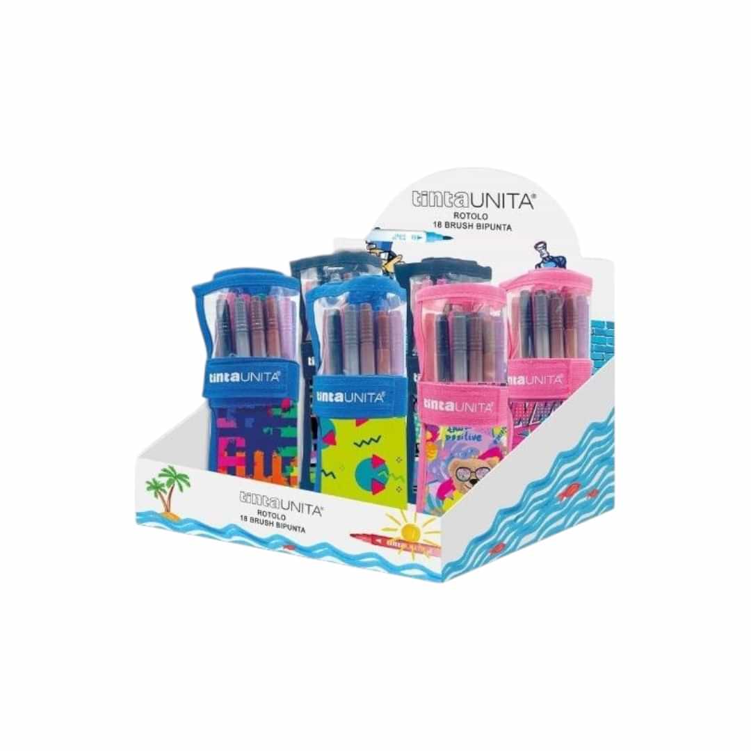Rotolo 18 Brush tinta unita colori rosa blu celeste