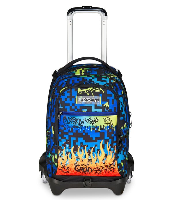 Trolley Seven Jack 3WD Scribbled Flame – Zaino 3 in 1 con Carrello da 34 Lt - Quiscuola.it – Zaini, Astucci e Diari Scuola