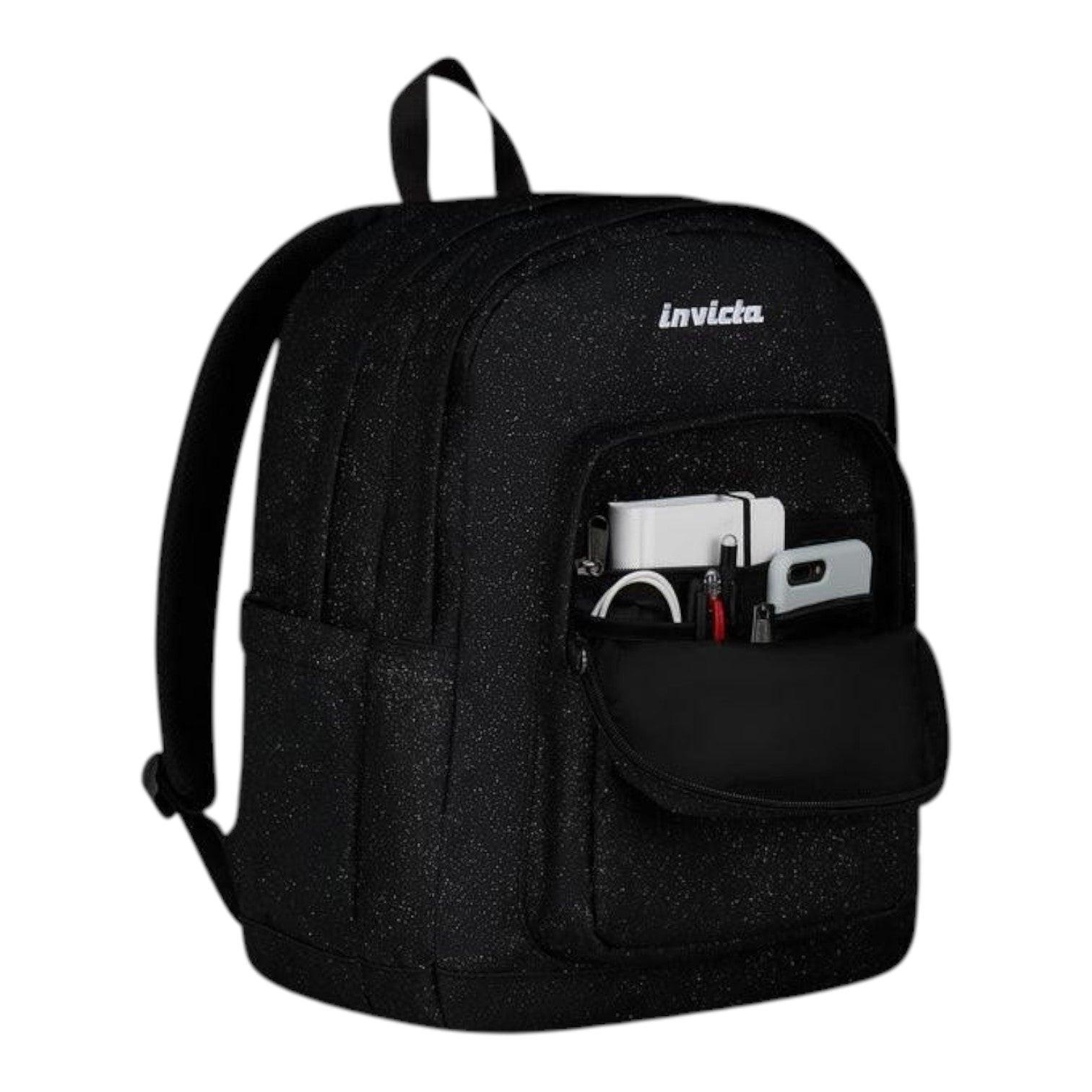 Zaino Jelek Nero Shine Glitter 34L in Poliestere Riciclato.