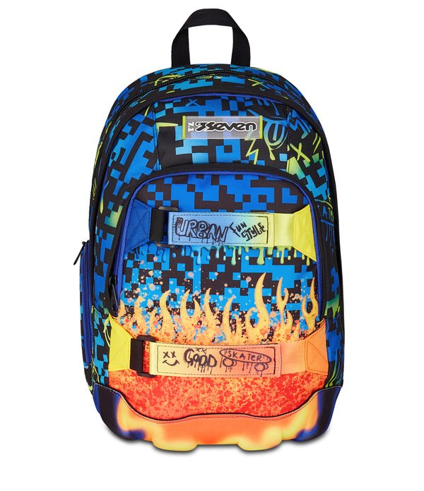 Zaino Seven Dual Scribbled Flame – Porta PC, Fondo 3D e Organizer - Quiscuola.it – Zaini, Astucci e Diari Scuola