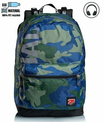Zaino Seven® THE DOUBLE - CAMO ROYAL: Reversibile e Sostenibile. - Quiscuola