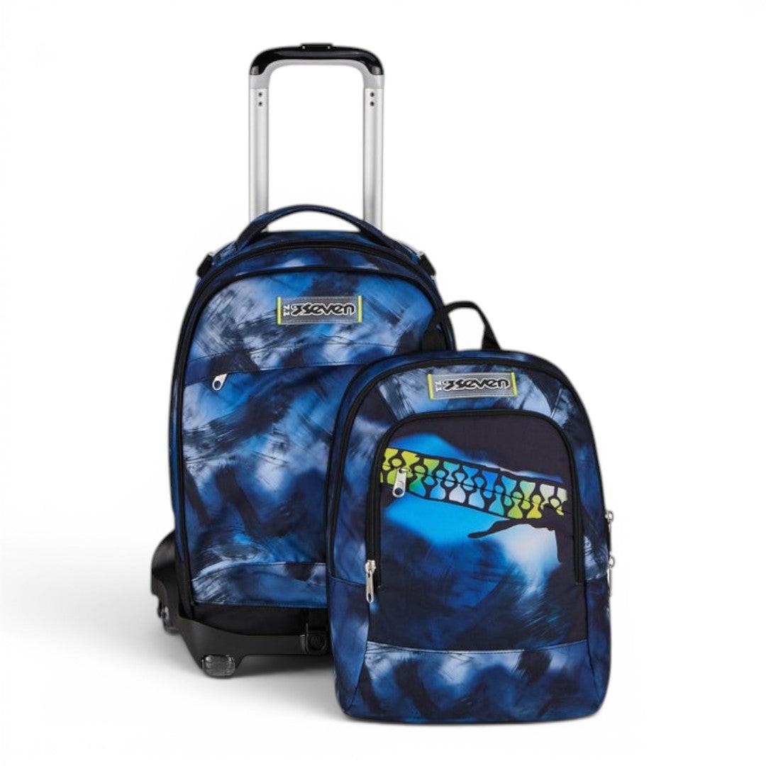 Trolley scuola Seven SJ Jack 8 ruote Detach Blu Fusion.