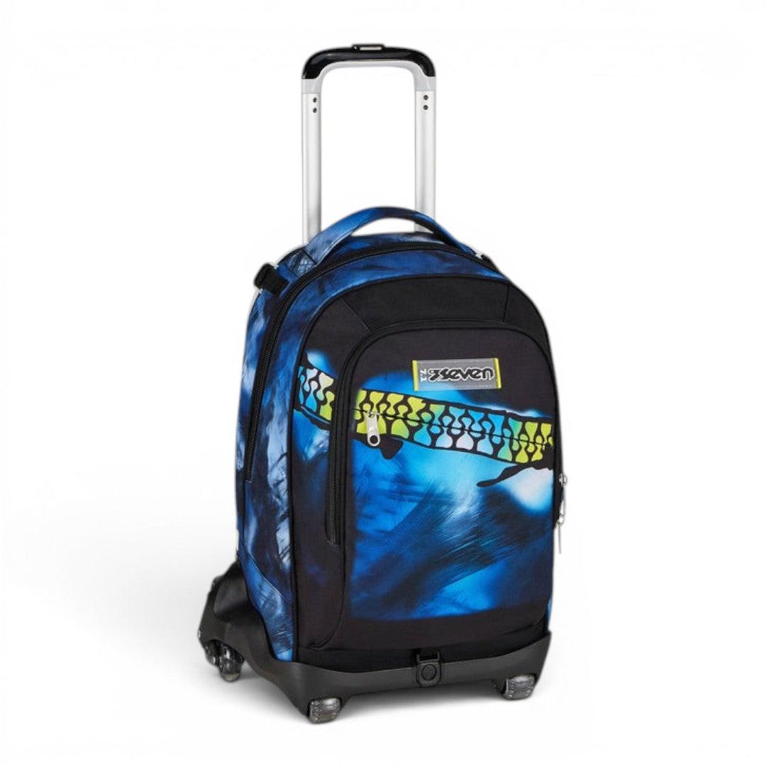 Trolley scuola Seven SJ Jack 8 ruote Blu Fusion