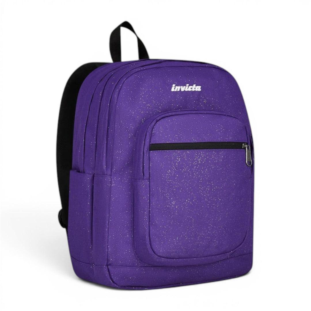 Zaino Invicta Jelek Shine 3 scuola effetto lucido capiente Viola 200602621-3F3.