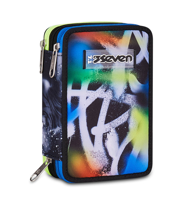 Astuccio Seven 3 Zip Buzzy Note Boy completo scuola.