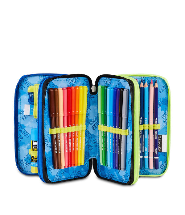 Astuccio Seven 3 Zip Buzzy Note Boy completo scuola.