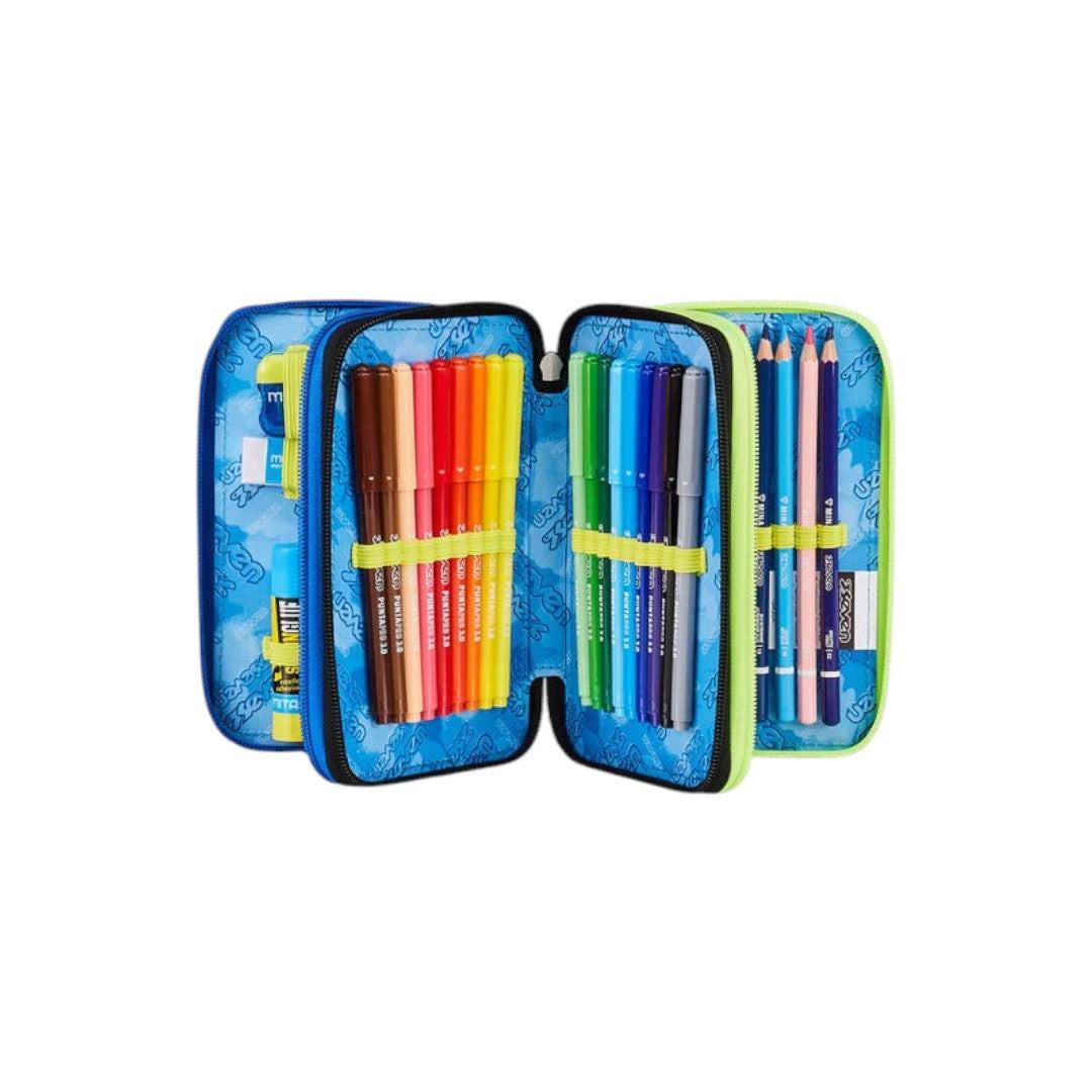 Astuccio Seven 3 Zip Buzzy Note Boy completo scuola.