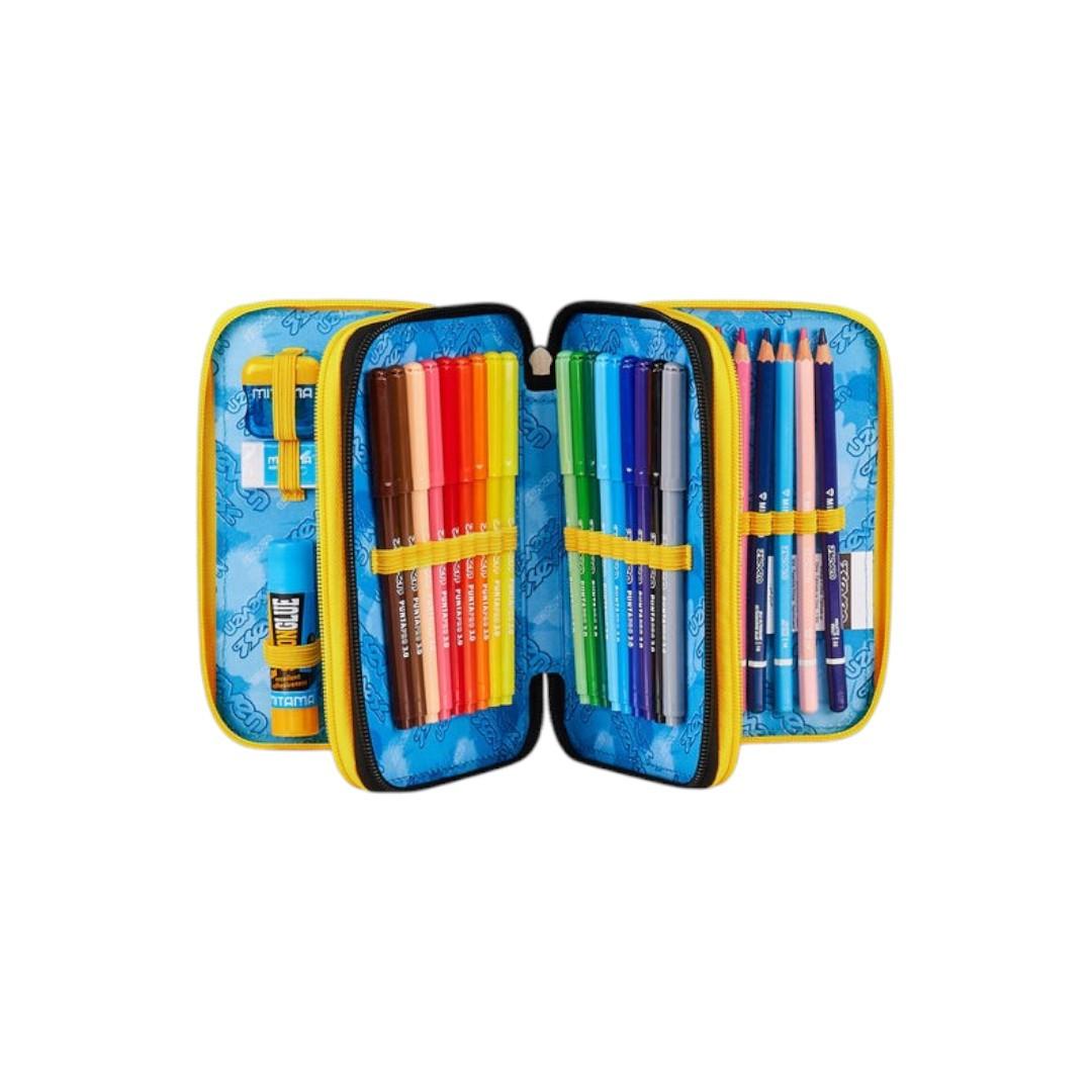 Astuccio Seven 3 Zip Golden Paint completo scuola.