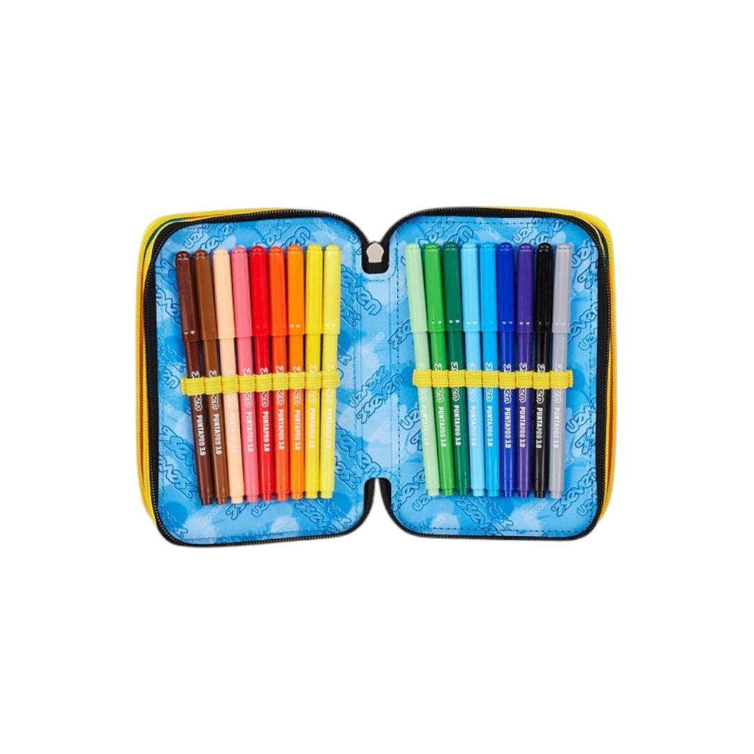 Astuccio Seven 3 Zip Golden Paint completo scuola.