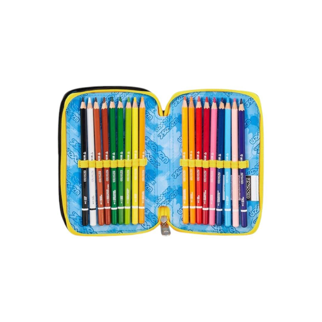 Astuccio Seven 3 Zip Golden Paint completo scuola.