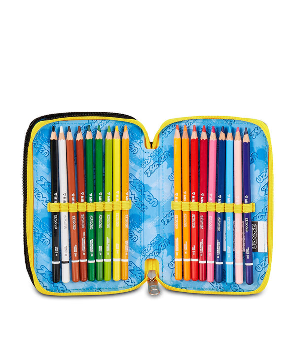 Astuccio Seven 3 Zip Golden Paint completo scuola.